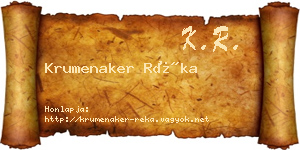 Krumenaker Réka névjegykártya